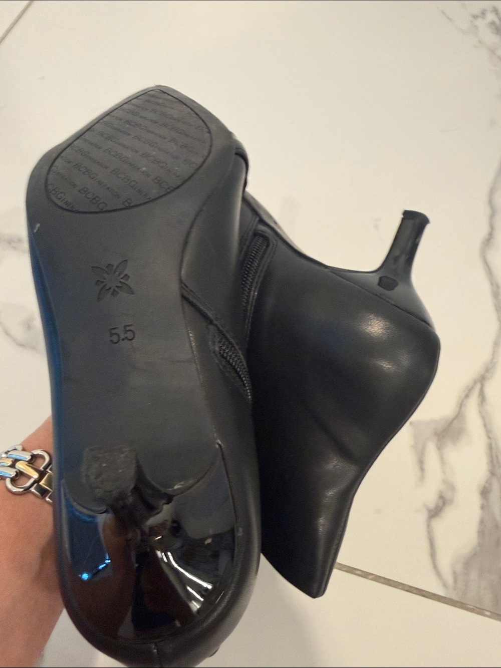 BCBGeneration Black Pointed Toe Ankle Booties with Gold Horsebit - Picture 5 of 5